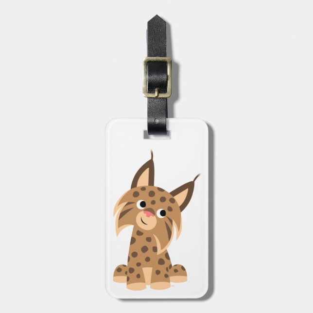 Cute Cartoon Prankish Lynx Luggage Tag (Front Vertical)