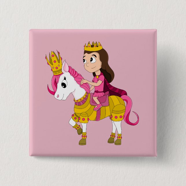 Cute cartoon princess 15 cm square badge (Front)
