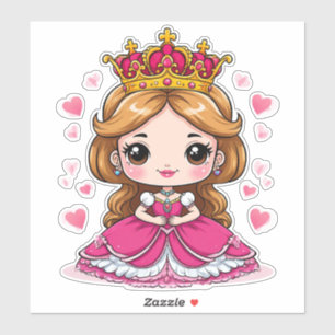 Cute Cartoon Princess in Pink Dress