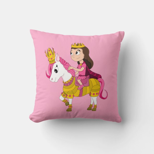Cute cartoon princess throw pillow (Front)