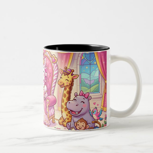 Cute Cartoon Princess Zebra Two-Tone Coffee Mug (Right)