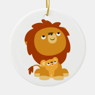 Cute Cartoon Protective Dad Lion Ornament