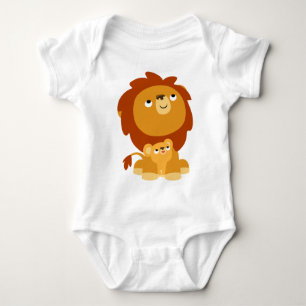 Cute Cartoon Protective Lion & Cub Baby Creeper