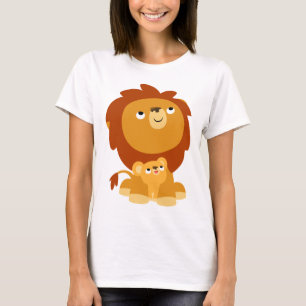 Cute Cartoon Protective Lion & Cub Women T-Shirt