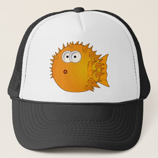 Cute Cartoon Puffer Fish Trucker Hat (Front)