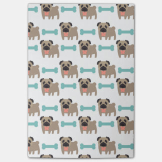 Cute Cartoon Pugs and Bones Post-it Notes