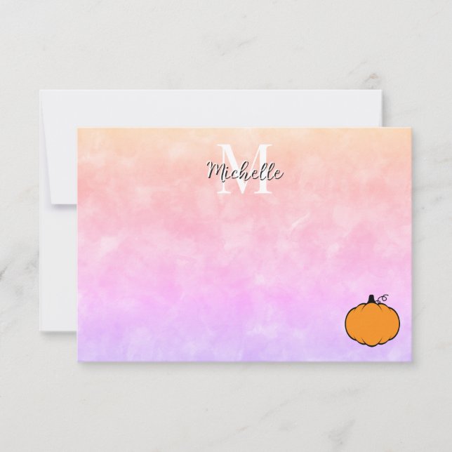 Cute Cartoon Pumpkin Watercolor Personalized Card (Front)