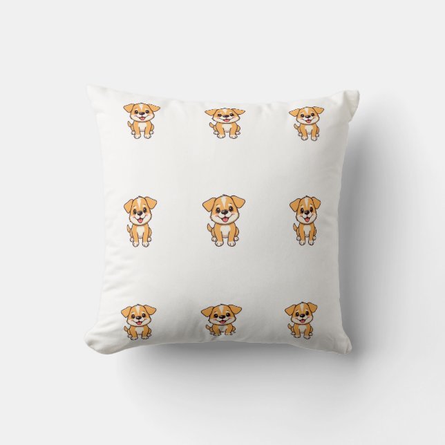 Cute Cartoon Puppy Dog Pattern Throw Pillow (Front)