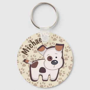 Cute Cartoon Puppy Dog Personalized Key Ring