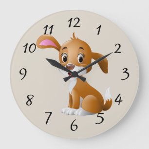 Cute Cartoon Puppy Large Clock