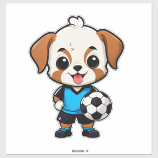 Cute Cartoon Puppy Soccer Player