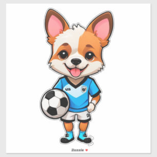 Cute Cartoon Puppy Soccer Player