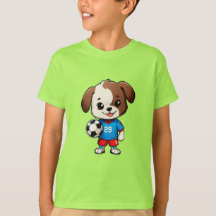 Cute Cartoon Puppy Soccer Player T-Shirt