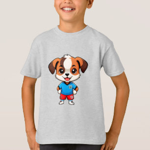 Cute Cartoon Puppy Soccer Player T-Shirt
