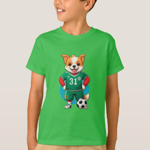 Cute Cartoon Puppy Soccer Player T-Shirt
