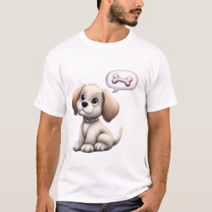 Cute Cartoon Puppy with Bone T-Shirt