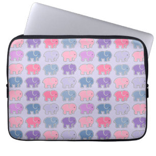 Cute Cartoon Purple Elephant Pattern Laptop Sleeve