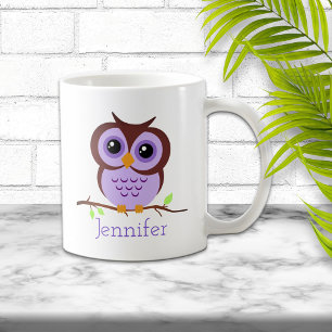 Cute Cartoon Purple Owl Coffee Mug