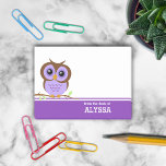 Cute Cartoon Purple Owl Post-it Notes<br><div class="desc">Fun little cartoon character on these cute,  personalised note pads!</div>
