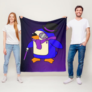 Cute cartoon purple penguin fleece blanket