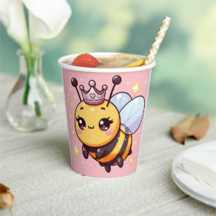 Cute Cartoon Queen Bee Paper Cups