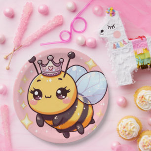 Cute Cartoon Queen Bee Paper Plate