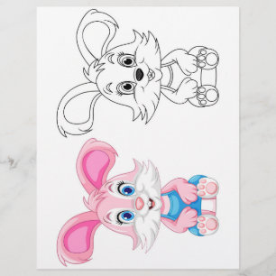 Cute Cartoon rabbit colouring page