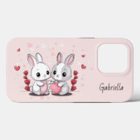 Cute Cartoon Rabbit Lovers Heart Valentine’s Day