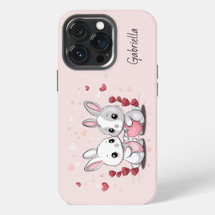 Cute Cartoon Rabbit Lovers Heart Valentine’s Day iPhone 13 Pro Case