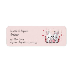 Cute Cartoon Rabbit Lovers Hearts Valentine’s Day