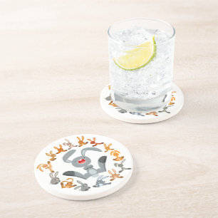 Cute Cartoon Rabbits Mandala Coaster