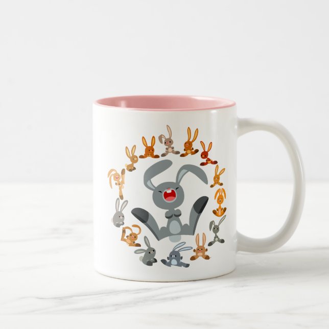 Cute Cartoon Rabbits Mandala Mug (Right)
