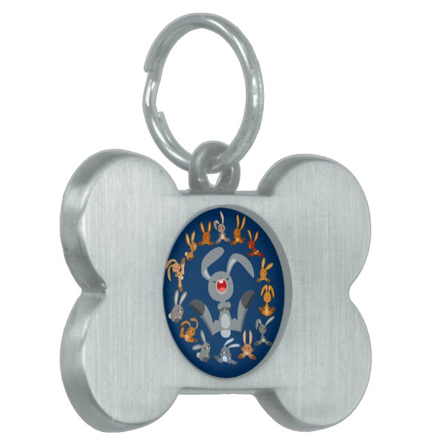Cute Cartoon Rabbits Mandala Pet Tag (Front Left)