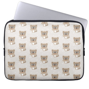 Cute Cartoon Raccoons Winter Pattern Laptop Sleeve