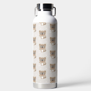 Cute Cartoon Raccoons Winter Pattern Water Bottle