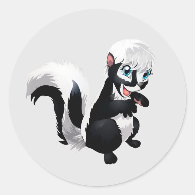 Cute Cartoon Racoon Classic Round Sticker (Front)