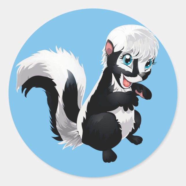 Cute Cartoon Racoon Classic Round Sticker (Front)