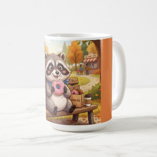 Cute Cartoon Racoon Eating Strawberry Doughnut  Coffee Mug