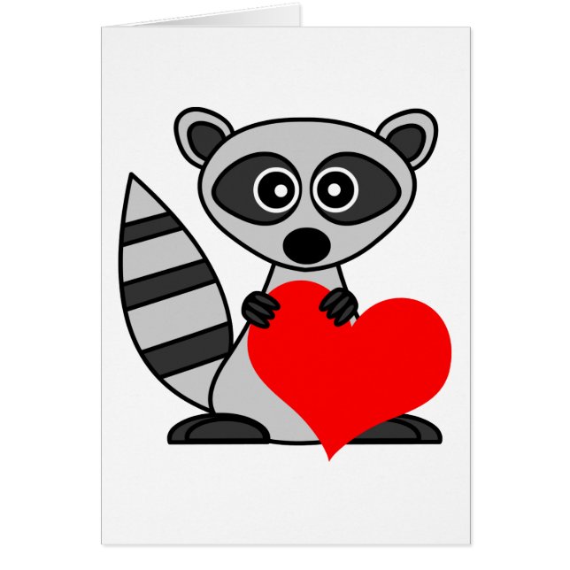 Cute Cartoon Racoon Holding Heart (Front)