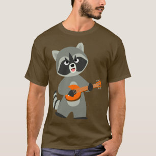 Cute Cartoon Racoon Playing Banjo T-Shirt