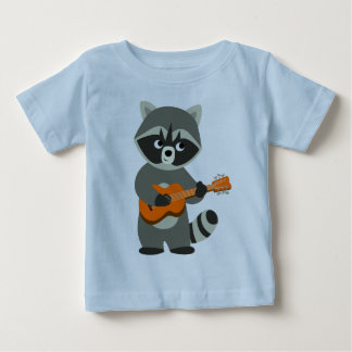 Cute Cartoon Racoon Playing Guitar Baby T-Shirt