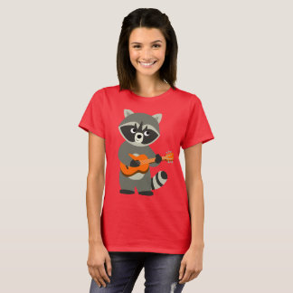 Cute Cartoon Racoon Playing Guitar Women T-Shirt