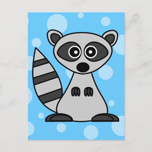 Cute Cartoon Racoon Postcard (Front)