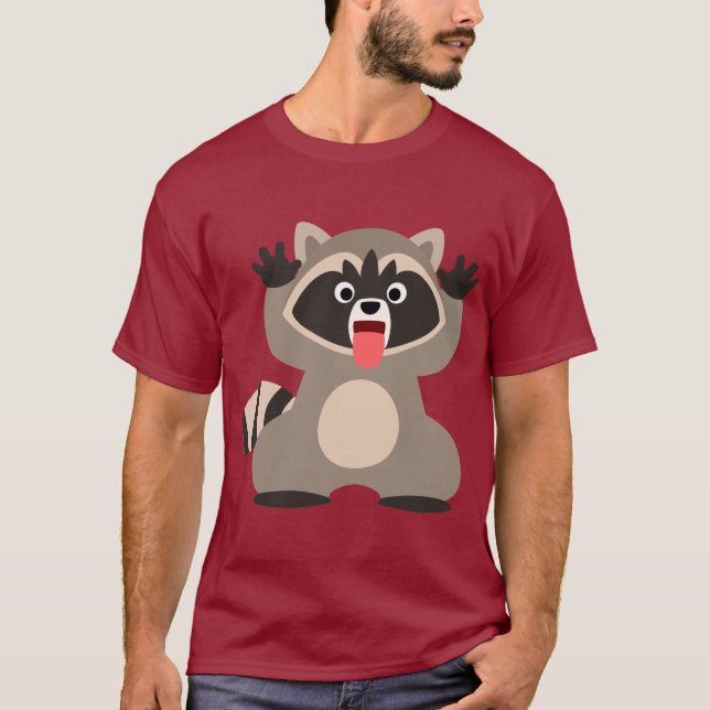 Cute Cartoon Racoon Sticking Out Tongue T-Shirt (Front)