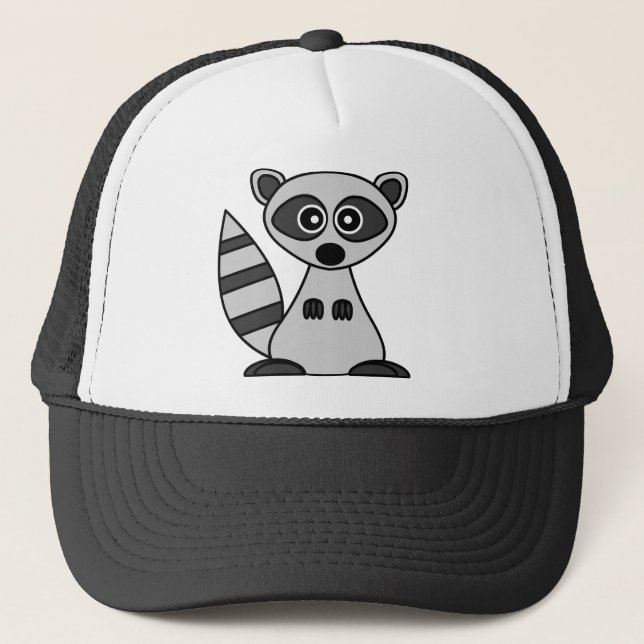 Cute Cartoon Racoon Trucker Hat (Front)