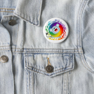 Cute Cartoon Rainbow White Lion 6 Cm Round Badge