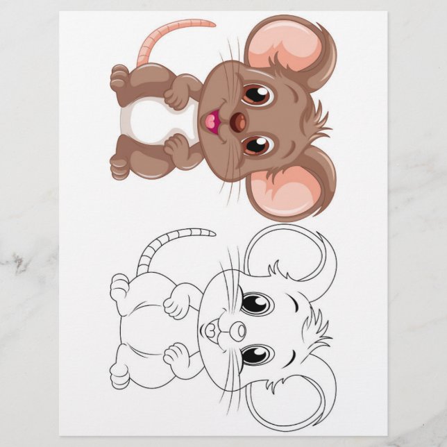 Cute cartoon rat colouring page (Front)