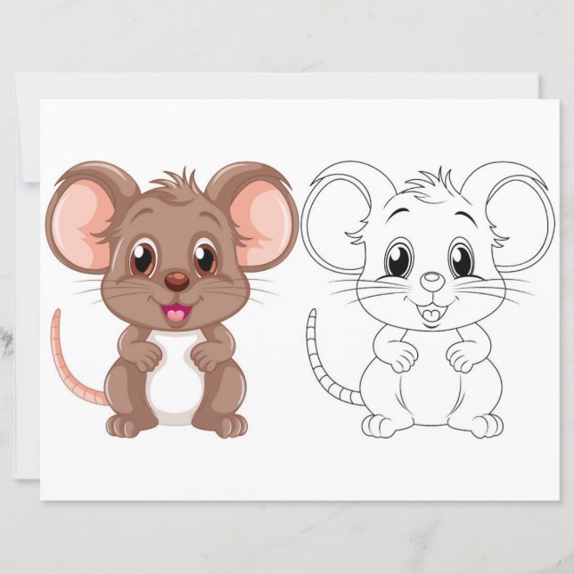 Cute cartoon rat colouring page (Front)