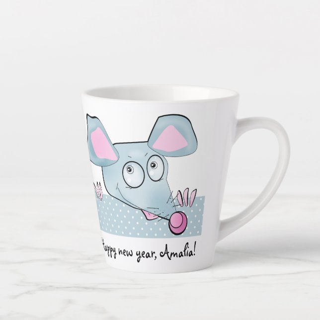 Cute cartoon rat mouse New Year 2020 symbol kids c Latte Mug (Right)