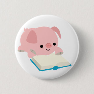 Cute Cartoon Reading Piglet  Button Badge